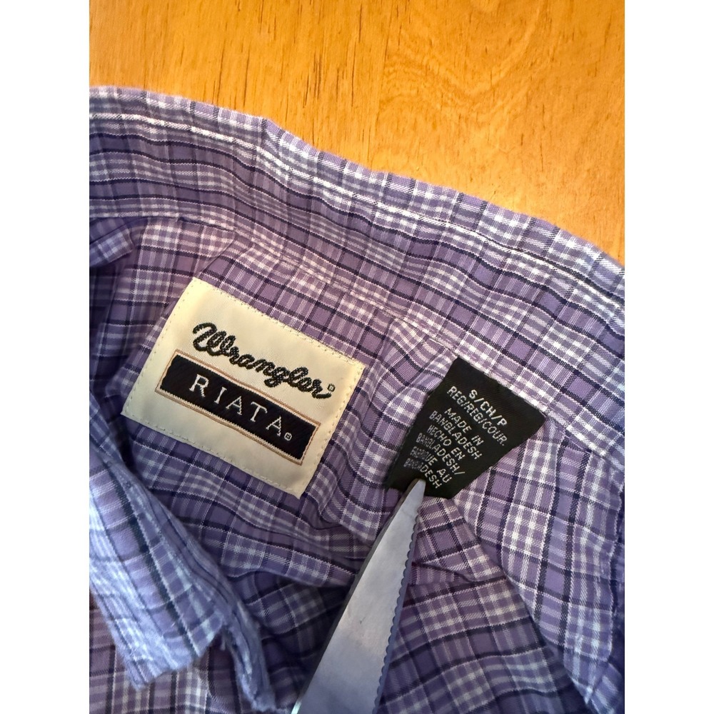 Wrangler Riata Mens Purple Plaid Short Sleeve Button Down Shirt S MR2129A
